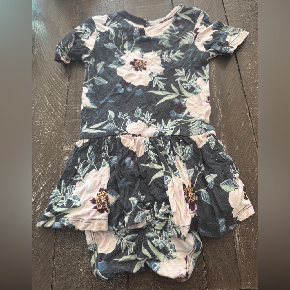 POSH PEANUT Payton Short Sleeve Twirl Skirt‎ Size 12-18 months Floral Bamboo